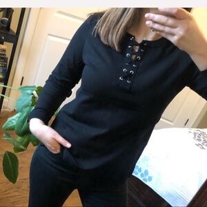 Karen Scott petite Lace-Up Top